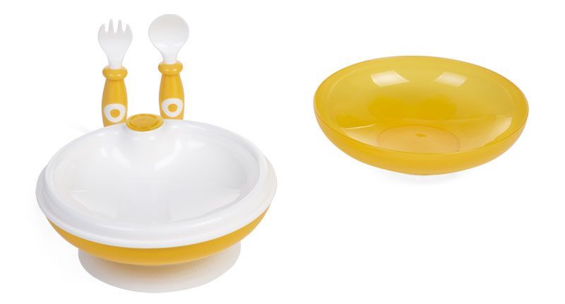 4-2-Childhome Warming Plate-Fork-Spoon Ochre